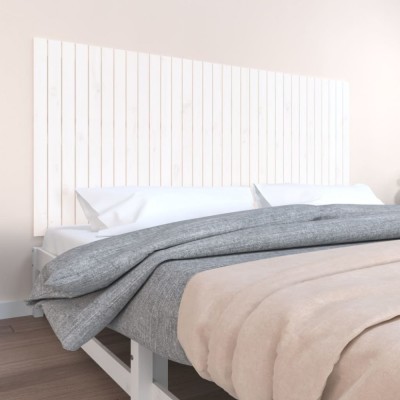 vidaXL Tăblie de pat pentru perete, alb, 204x3x90 cm, lemn masiv pin 824879 foto