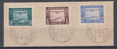 ROMANIA 1931 TIMBRUL AVIATIEI AVION SERIE STAMPILATA/FRAGMENT foto