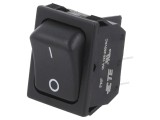 &Icirc;ntreupător Rocker DPST 10A/250VAC, Negru, pentru Montare pe Panou