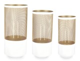 Cumpara ieftin Set 3 felinare metal sticla alb auriu Alexandria &Oslash;15.5x35.5h; &oslash;18x40.5h; &oslash;20x45h
