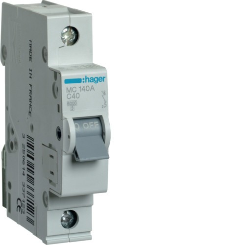 Siguranta automata 40A 1P Curba C 6ka Hager MC140A
