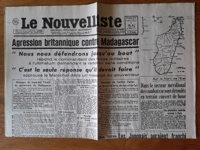 ZIARE Vechi - Le NOUVELLISTE 1942 -stiri al doilea Război mondial. foto