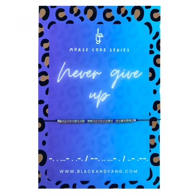 Bratara cod morse cu mesaj - Never give up foto
