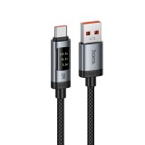 Cablu USB-A la USB-C HOCO U148 PD 100W cu Afisaj Digital, 1.2m, Negru