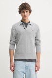 Tommy Jeans pulover de bumbac culoarea gri, DM0DM20304
