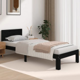 Cadru de pat mic single, negru, 75x190 cm, lemn masiv, vidaXL