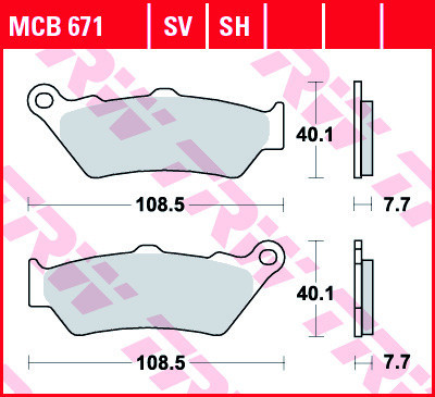 Set placute frana TRW MCB671SV - Aprilia ETV - Pegaso - BMW C1 - F650 - Ducati Monster - Honda CB - NT - Yamaha DT125 - XT660