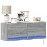 VidaXL Comodă TV de perete cu lumini LED, gri sonoma, 100x31x38 cm