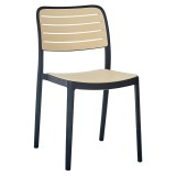 Cumpara ieftin Scaun Mobikon Plastic Negru Bej 44x55x82 cm Stivuibil Interior Exterior