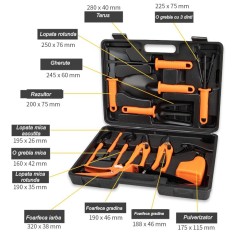 Set 12 unelte gr&Auml;din&Auml; cu geant&Auml; de depozitare, accesorii din o&Egrave;el inoxidabil, 37x27 cm, m&Atilde;&cent;nere portocalii
