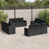 Cumpara ieftin Set canapele de grădină, 12 piese, cu perne, negru, poliratan