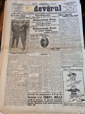 adevarul 10 februarie 1915- razboi mondial,discurs c-tin mille,generalul pau foto