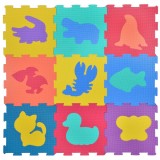 Puzzle Podea Spumă, Model Animale, Set 9 Bucăți, Dimensiune 31.5x31.5 cm, Multicolor, Oem