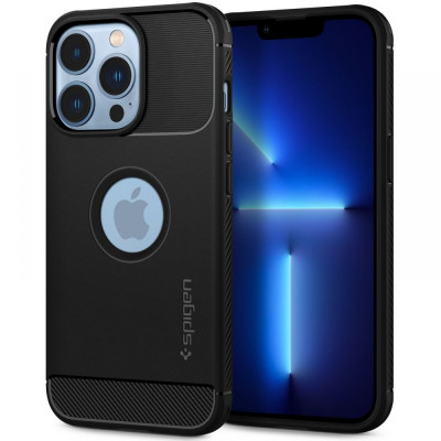 Husa Spigen Rugged Armor pentru Apple iPhone 13 Pro Max Negru Mat foto