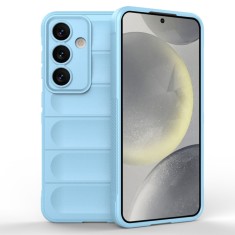 Husa antisoc pentru samsung galaxy s24 fe, margini striate, magic shield, bleu foto