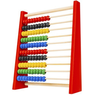 Numaratoare abac, 10 randuri, 100 margele, 5x16x20 cm, lemn multicolor foto