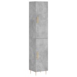 Cumpara ieftin Dulap inalt, gri beton, 34,5x34x180 cm, lemn prelucrat