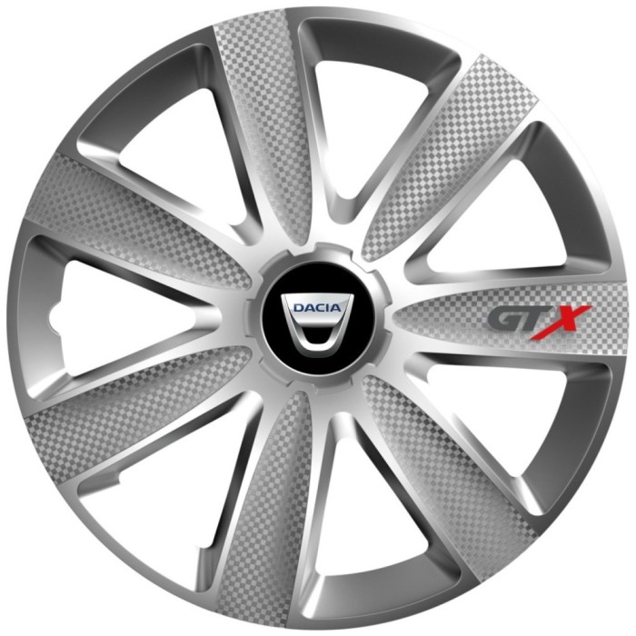 Set 4 Capace Roti GTX Gri R15, Pentru Dacia