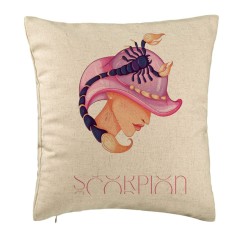Perna Decorativa, Model Zodia Scorpion, 40x40 cm, Bej, Husa Detasabila, Burduf foto