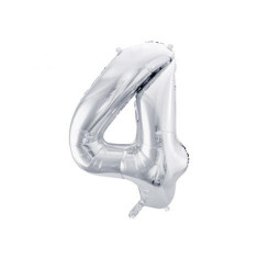 Balon folie cifra 4 argintiu 86 cm
