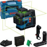 Bosch GLL 12V-100-33 CG - Nivela laser cu linii 30 m +/-0.3 mm/m 3 linii laser fascicul verde proiectie 360 grade suport perete valiza speciala
