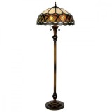 Lampadar cu baza din polirasina maro si abajur sticla Tiffay 56x164 cm