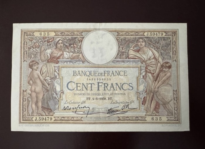 100 Franci 1938 - Luc Olivier Merson 2-6-1938