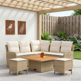 vidaXL Seturi de mobilier cu pernă 6 pcs Bej și crem Ratan PE 3422185