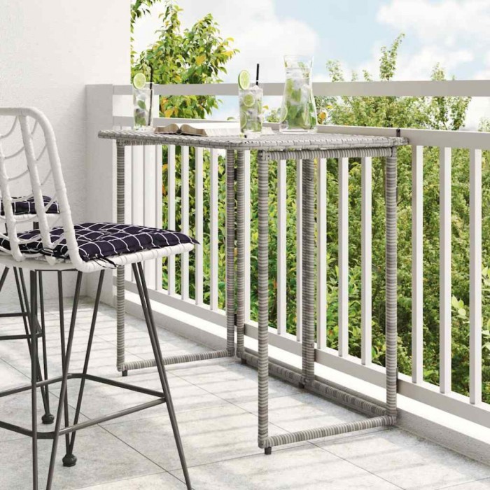 vidaXL Masă de grădină pliabilă gri 90x51x75 cm Poly Ratan 4108256