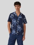 s.Oliver Camasa barbati cu imprimeu cu palmieri, Regular fit, Bleumarin inchis, S