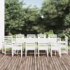 Gossi set de masa pentru gradina, 11 piese, alb, lemn masiv de pin