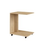 Cumpara ieftin Masuta Cafea Laterala Adore C shape cu roti, Alb - Nuc - Stejar - Mov, 35x65x45 cm