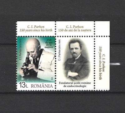 ROMANIA 2024 - C.I.PARHON, 150 ANI DE LA NASTERE, VINIETA, MNH - LP 2490 foto