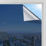 Folie de protecție pentru ferestre cu oglindă unidirecțională, opacă, protecție solară UV și termică &ndash; Albastru-Argintiu 44.5x200cm