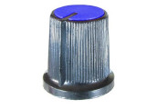 Buton pentru potentiometru, 15mm, plastic, negru-albastru, 15x15mm - 127034