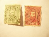 2 Timbre Congo Independent 1877 Rege Leopold II al Belgiei , val 5 si 10c stamp.