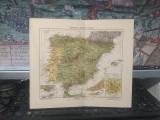Hartă politică Spania și Poertugalia, Gibraltar, Lisabona, Madrid, Spanien..., circa 1920, kartographie und druck Georg Westermann, Braunschweig, 181
