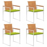 vidaXL Scaune de grădină cu perne, 4 buc., lemn masiv de acacia 3078481