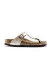 Birkenstock slapi de piele Gizeh femei, culoarea bej, cu toc plat, 943873