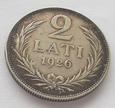 347. Moneda Letonia 2 lati 1926 - Argint 0.835 foto