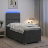 Cumpara ieftin Pat cu arcuri LED si saltea Gri inchis 80 x 200 cm Tesatura