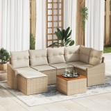 vidaXL Set de canapele de grădină 7 pcs Bej, alb 55 x 55 x 37 cm
