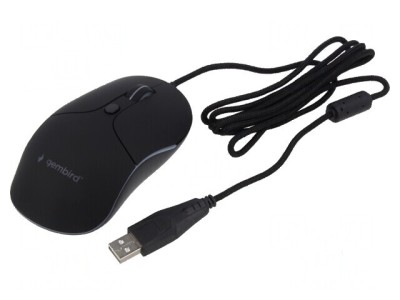 Mouse optic negru USB A cu cablu 1,8m și 6 butoane foto