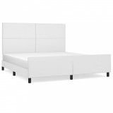 Cumpara ieftin Cadru de pat cu tablie, alb, 180x200 cm, piele ecologica