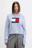 Tommy Jeans pulover din amestec de l&acirc;nă culoarea roz, light, DW0DW21782