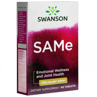 SAMe (S-Adenozilmetionina) 200 miligrame 60 capsule Swanson foto