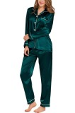 Set pijamale de damă din satin de mătase cu m&acirc;neci lungi și nasturi, lenjerie de dormit, set de relaxare din 2 piese, set Pj, XS-3XL