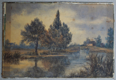 A Douglas &amp;quot;Viewing on the Canal near Weybridge&amp;quot; acuarela veche foto