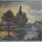 A Douglas &quot;Viewing on the Canal near Weybridge&quot; acuarela veche