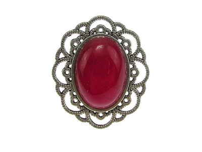 Inel aliaj reglabil floare cu jad mov 18x13 MM foto